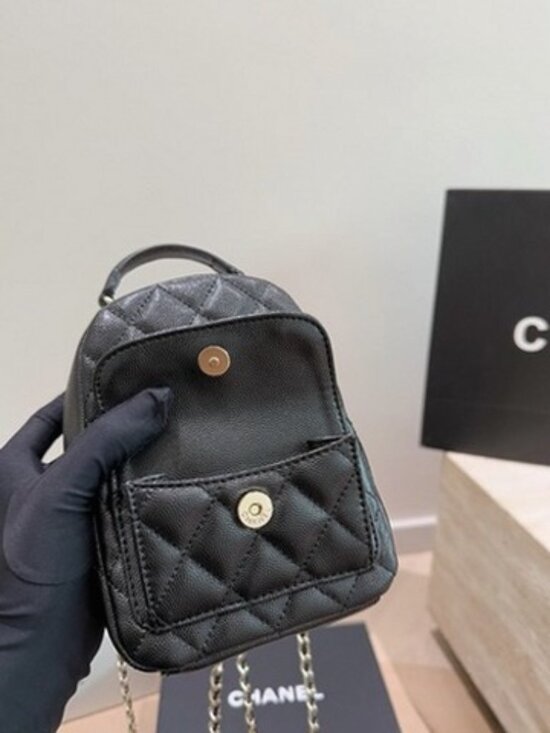 Chanel 24C Classic Mini Backpack Black Caviar with Gold Hardware Crossbody - Picture 4 of 9